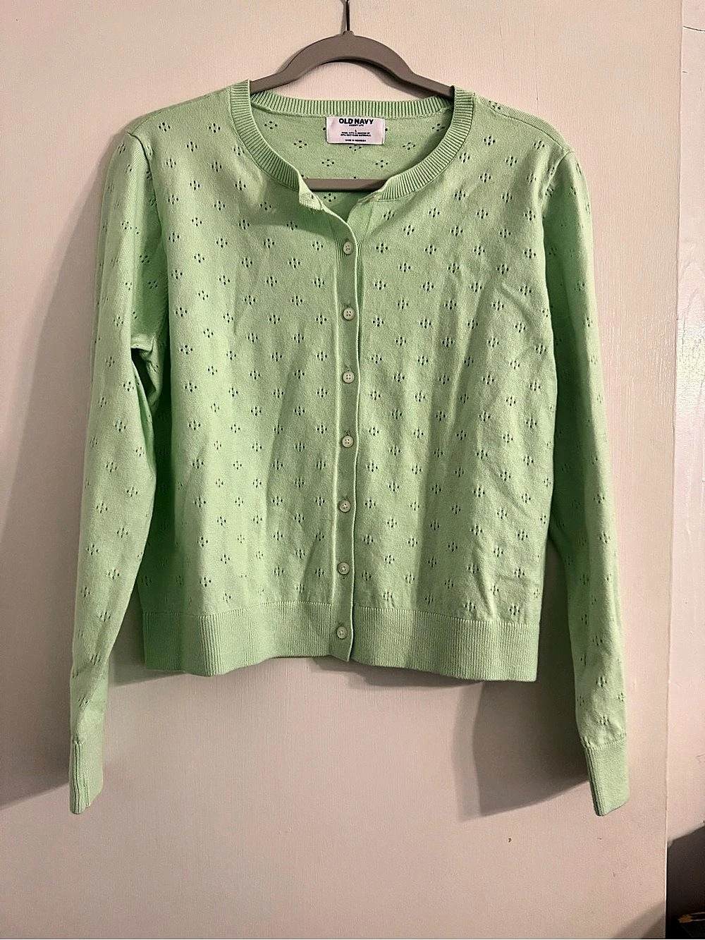 Old Navy Sosoft Lite Pointelle Cardigan Green Large